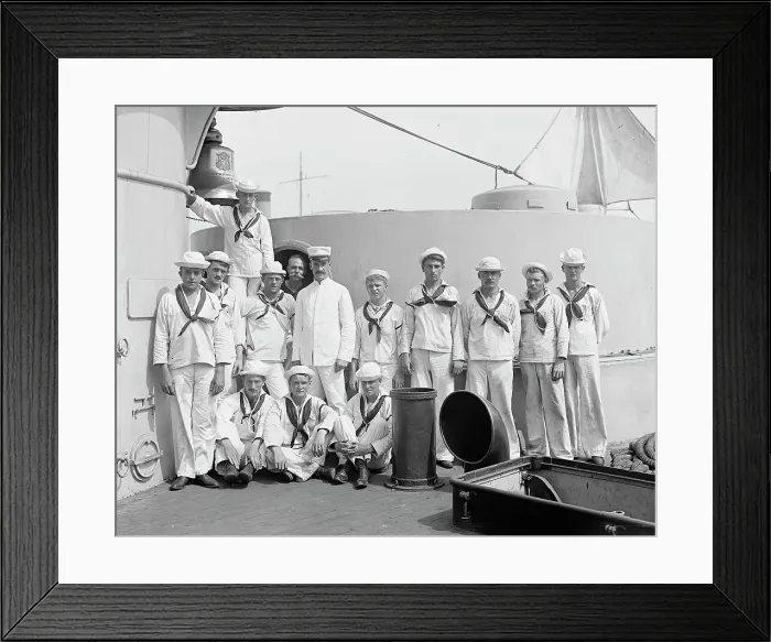 Framed Print : U.S.S. New York, crew of forward 8 inch guns, between 1893 and 1901. Creator: William H. Jackson Framed Print : U.S.S. New York, crew of forward 8 inch guns, between 1893 and 1901. Creator: William H. Jackson