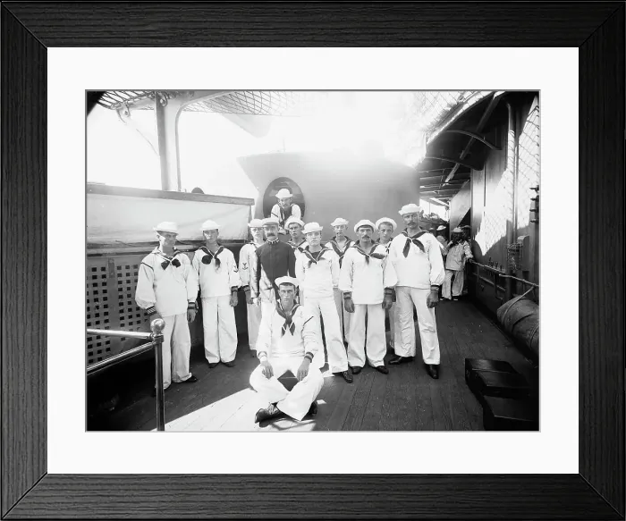 Framed Print : U.S.S. Indiana, group of seamen, between 1895 and 1901. Creator: William H. Jackson Framed Print : U.S.S. Indiana, group of seamen, between 1895 and 1901. Creator: William H. Jackson