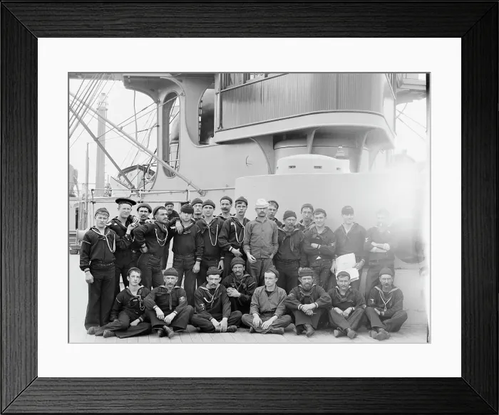 Framed Print : U.S.S. Indiana, group of seamen, between 1895 and 1901. Creator: William H. Jackson