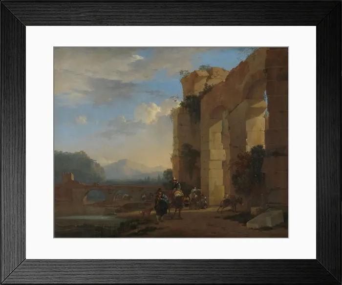 Framed Print : Muleteers beside an Italian Ruin, c.1650. Creator: Jan Asselijin Framed Print : Muleteers beside an Italian Ruin, c.1650. Creator: Jan Asselijin