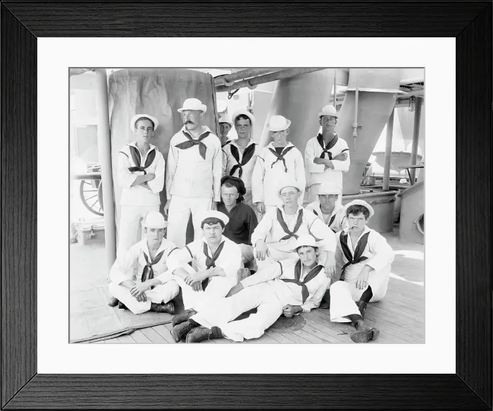 Framed Print : U.S.S. New York, group of sailors, between 1893 and 1901. Creator: William H. Jackson Framed Print : U.S.S. New York, group of sailors, between 1893 and 1901. Creator: William H. Jackson