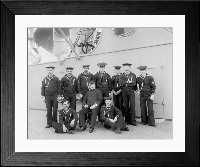 Framed Print : U.S.S. New York, carpenter's gang, between 1893 and 1901. Creator: William H. Jackson Framed Print : U.S.S. New York, carpenter's gang, between 1893 and 1901. Creator: William H. Jackson