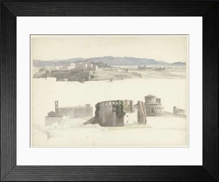 Framed Print : Santa Sabina on the Aventine Hill and Sant'Agnese fuori le Mura and Santa Costanza in Rome, c.1809-c Creator: Josephus Augustus Knip