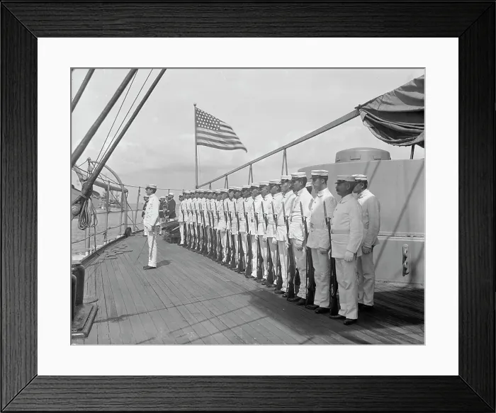 Framed Print : U.S.S. New York, marine guard, between 1893 and 1901. Creator: William H. Jackson Framed Print : U.S.S. New York, marine guard, between 1893 and 1901. Creator: William H. Jackson