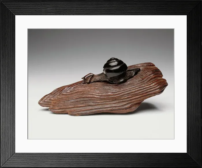 Framed Print : Snail on Log, c.1770. Creators: Unknown, Seiyodo Tomiharu Framed Print : Snail on Log, c.1770. Creators: Unknown, Seiyodo Tomiharu