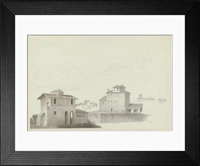 Framed Print : View of Roviano, Houses in Rome in the Foreground, c.1809-c.1812. Creator: Josephus Augustus Knip Framed Print : View of Roviano, Houses in Rome in the Foreground, c.1809-c.1812. Creator: Josephus Augustus Knip