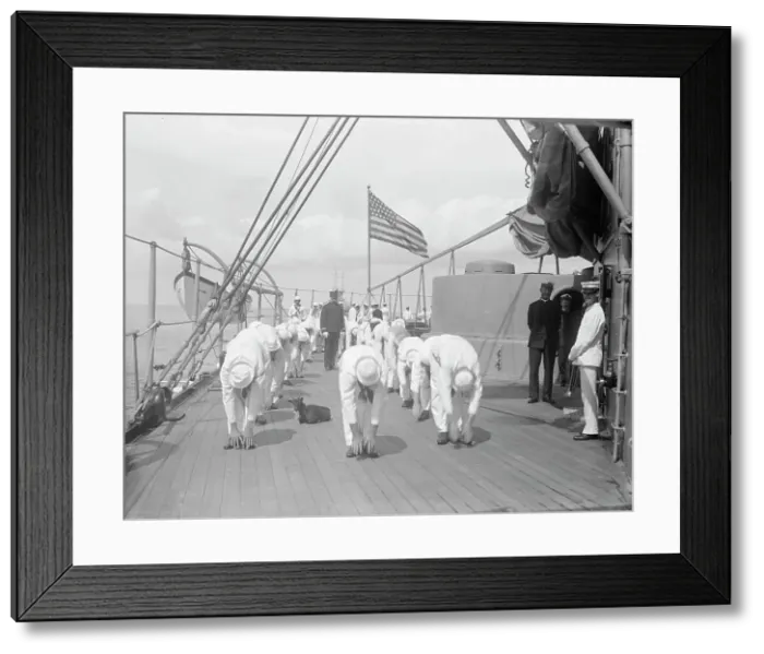Framed Print : U.S.S. New York, morning exercise, between 1893 and 1901. Creator: William H. Jackson Framed Print : U.S.S. New York, morning exercise, between 1893 and 1901. Creator: William H. Jackson