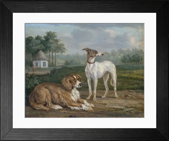 Framed Print : Two Dogs, 1810-1855. Creator: Jan Dasveldt Framed Print : Two Dogs, 1810-1855. Creator: Jan Dasveldt