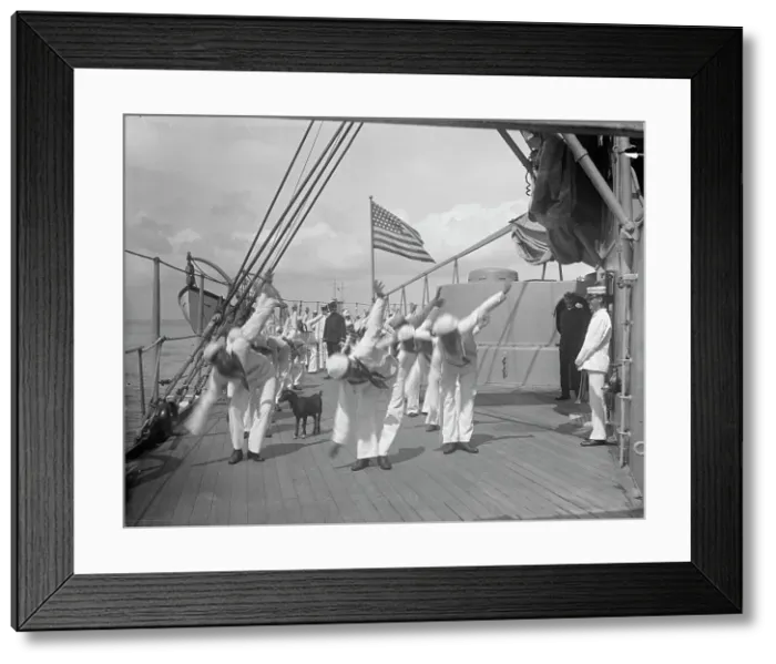 Framed Print : U.S.S. New York, morning exercise, between 1893 and 1901. Creator: William H. Jackson Framed Print : U.S.S. New York, morning exercise, between 1893 and 1901. Creator: William H. Jackson