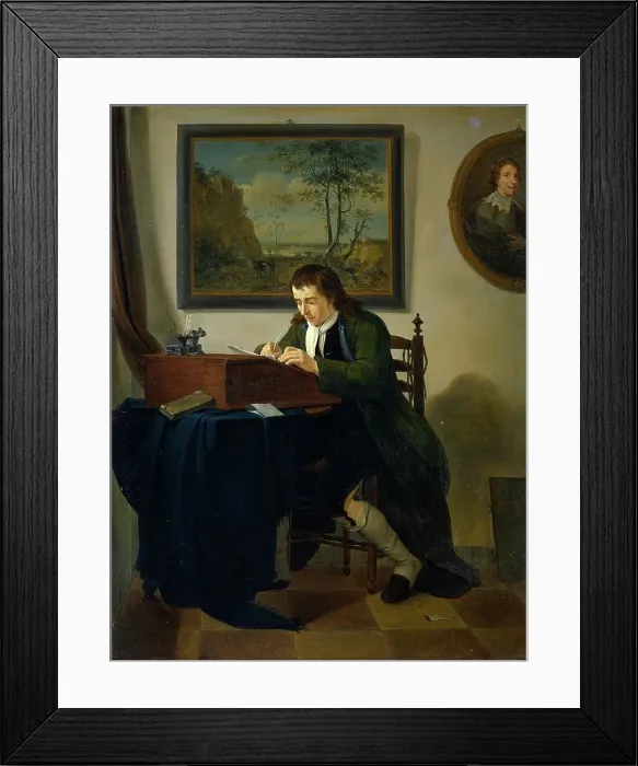 Framed Print : A Man Writing at his Desk, 1784. Creator: Jan Ekels the Younger Framed Print : A Man Writing at his Desk, 1784. Creator: Jan Ekels the Younger