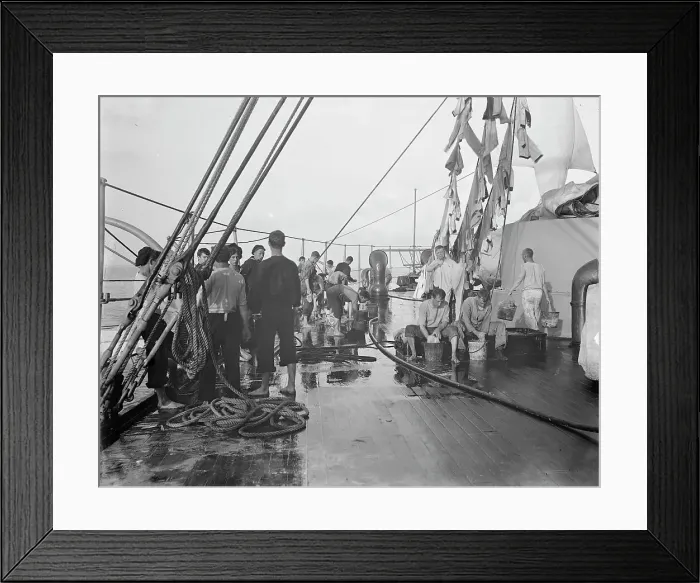 Framed Print : U.S.S. New York, washing clothes, between 1893 and 1901. Creator: William H. Jackson Framed Print : U.S.S. New York, washing clothes, between 1893 and 1901. Creator: William H. Jackson