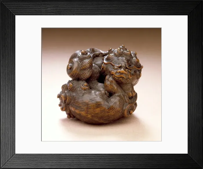 Framed Print : Pair of Chinese Lions, early 19th century. Creator: Tamba School Framed Print : Pair of Chinese Lions, early 19th century. Creator: Tamba School