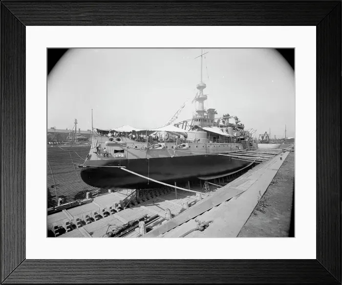 Framed Print : U.S.S. Oregon in dry dock, Brooklyn Navy Yard, 1898 Aug-Oct. Creator: William H. Jackson