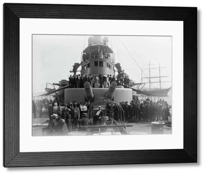 Framed Print : U.S.S. Oregon, forward turret and bridge, between 1896 and 1901. Creator: William H. Jackson Framed Print : U.S.S. Oregon, forward turret and bridge, between 1896 and 1901. Creator: William H. Jackson