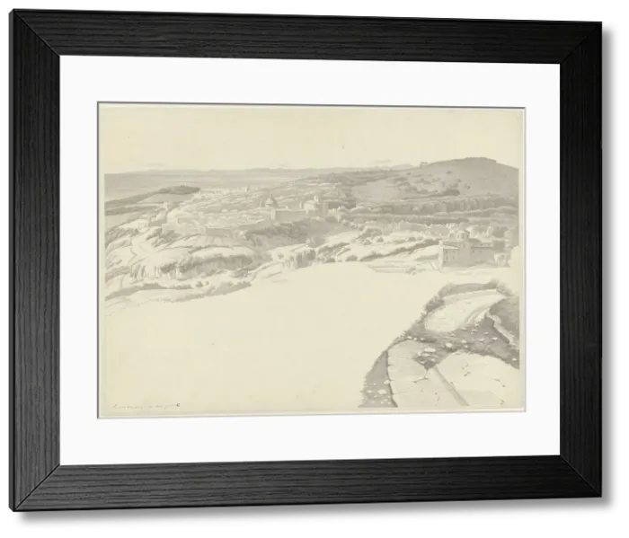 Framed Print : View of Ariccia from Genzano, c.1810. Creator: Josephus Augustus Knip Framed Print : View of Ariccia from Genzano, c.1810. Creator: Josephus Augustus Knip