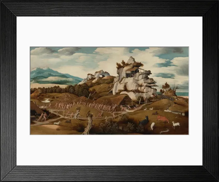 Framed Print : Landscape with an Episode from the Conquest of America, c.1535. Creator: Jan Mostaert Framed Print : Landscape with an Episode from the Conquest of America, c.1535. Creator: Jan Mostaert