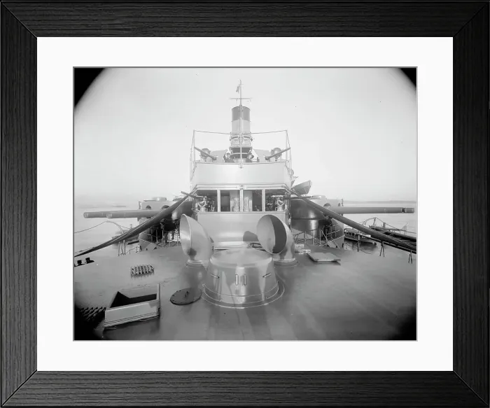 Framed Print : U.S.S. Oregon, forward from top of after turret, between 1896 and 1901. Creator: William H. Jackson Framed Print : U.S.S. Oregon, forward from top of after turret, between 1896 and 1901. Creator: William H. Jackson