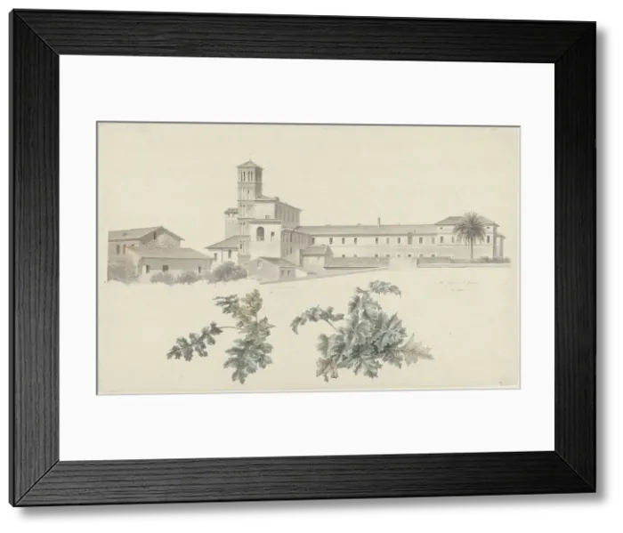 Framed Print : The Basilica of Santi Giovanni e Paolo in Rome, with Two Studies of Plants, c.1809-c.1812. Creator: Josephus Augustus Knip Framed Print : The Basilica of Santi Giovanni e Paolo in Rome, with Two Studies of Plants, c.1809-c.1812. Creator: Josephus Augustus Knip