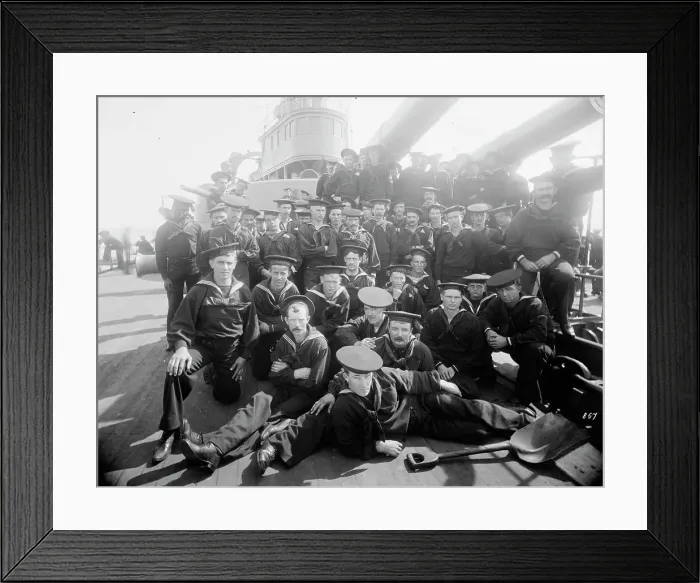Framed Print : U.S.S. Oregon, engineer force, between 1896 and 1901. Creator: William H. Jackson Framed Print : U.S.S. Oregon, engineer force, between 1896 and 1901. Creator: William H. Jackson