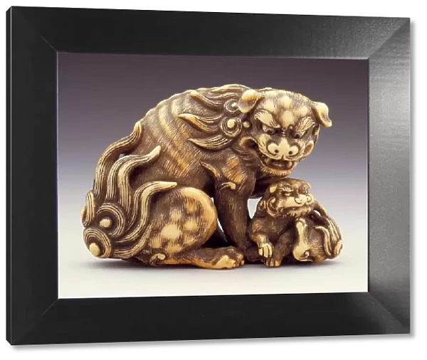 Chinese Lion and Young, 18th century. Creator: Tomotada