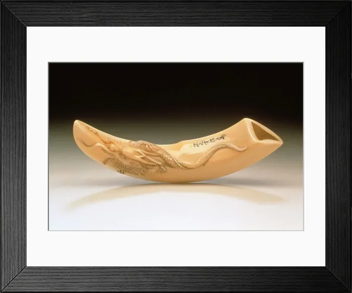 Framed Print : Dragon on Boar's Tusk, Early to mid-19th century. Creator: Tsuramitsu Framed Print : Dragon on Boar's Tusk, Early to mid-19th century. Creator: Tsuramitsu