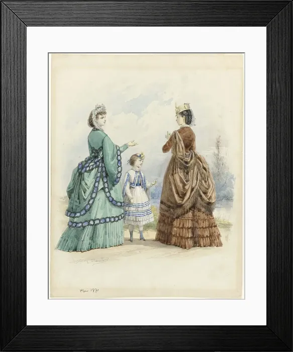 Framed Print : Two women and a girl, May 1870. Creator: Jules David Framed Print : Two women and a girl, May 1870. Creator: Jules David