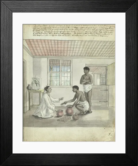 Framed Print : Butter trade in Ceylon, 1785-1786. Creator: Jan Brandes Framed Print : Butter trade in Ceylon, 1785-1786. Creator: Jan Brandes