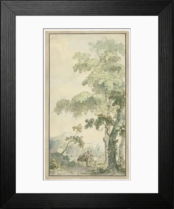 Framed Print : Design for room wallpaper of landscape with cart, c.1752-c.1819. Creators: Juriaan Andriessen, Isaac de Moucheron Framed Print : Design for room wallpaper of landscape with cart, c.1752-c.1819. Creators: Juriaan Andriessen, Isaac de Moucheron