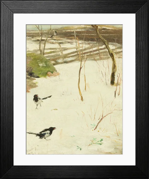 Framed Print : Winter Landscape with Magpies, 1884. Creator: Karl Georg Arsenius Framed Print : Winter Landscape with Magpies, 1884. Creator: Karl Georg Arsenius