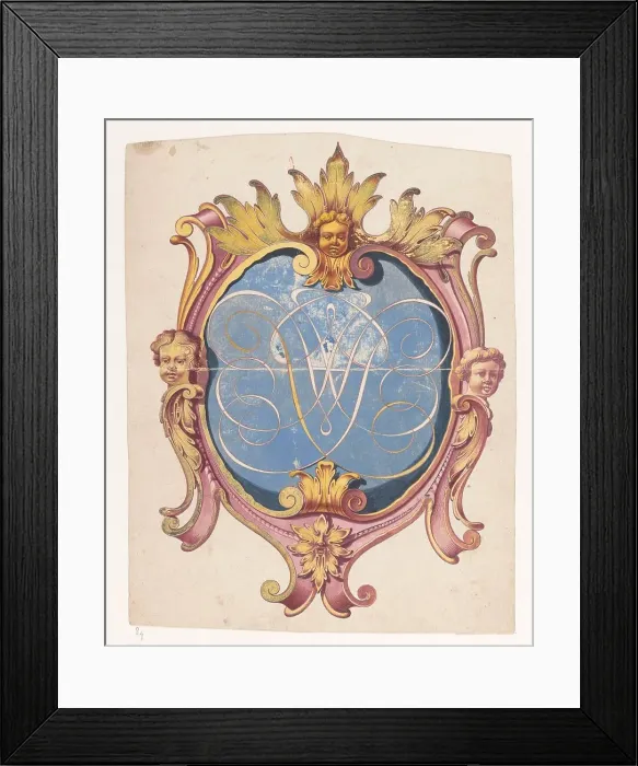 Framed Print : Coat of arms with monogram, 1787-1808. Creator: Jan Brandes Framed Print : Coat of arms with monogram, 1787-1808. Creator: Jan Brandes