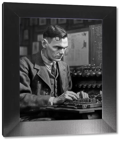 AI IMAGE - Alan Turing at Bletchley, 1940s, (2023). Creator: Heritage Images