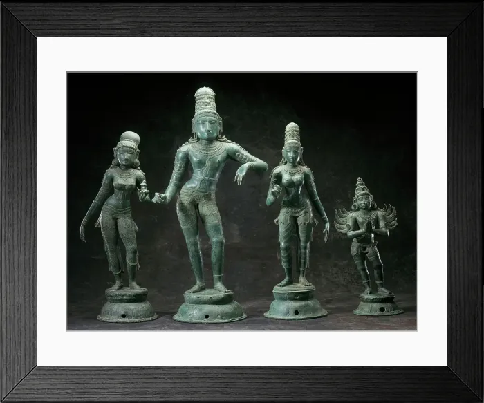 Framed Print : Krishna Rukmini Satyabhama Garuda, late 12th-13th century. Creator: Unknown Framed Print : Krishna Rukmini Satyabhama Garuda, late 12th-13th century. Creator: Unknown