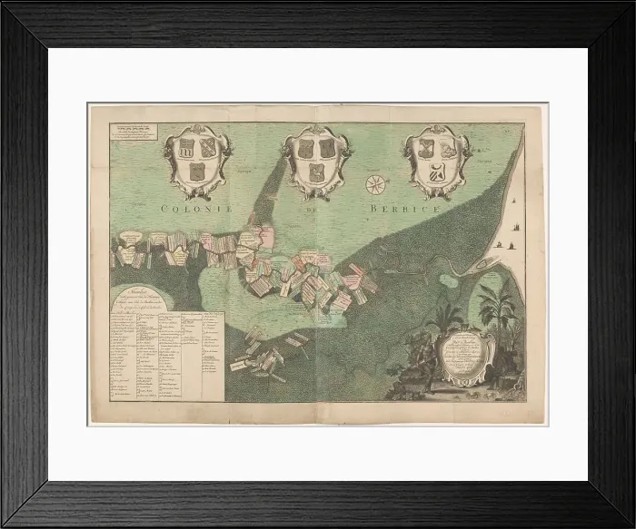 Framed Print : Accurate Map of the state and the course of Rio de Berbice... 1742. Creators: Jan Daniel Knapp, Hendrik de Leth Framed Print : Accurate Map of the state and the course of Rio de Berbice... 1742. Creators: Jan Daniel Knapp, Hendrik de Leth