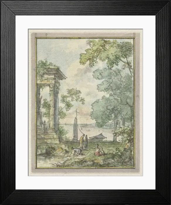 Framed Print : Landscape, 1752-1819. Creators: Juriaan Andriessen, Isaac de Moucheron Framed Print : Landscape, 1752-1819. Creators: Juriaan Andriessen, Isaac de Moucheron