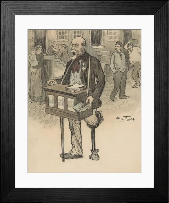 Framed Print : Former general as a street musician, 1895-1899. Creator: Jan de Waardt Framed Print : Former general as a street musician, 1895-1899. Creator: Jan de Waardt