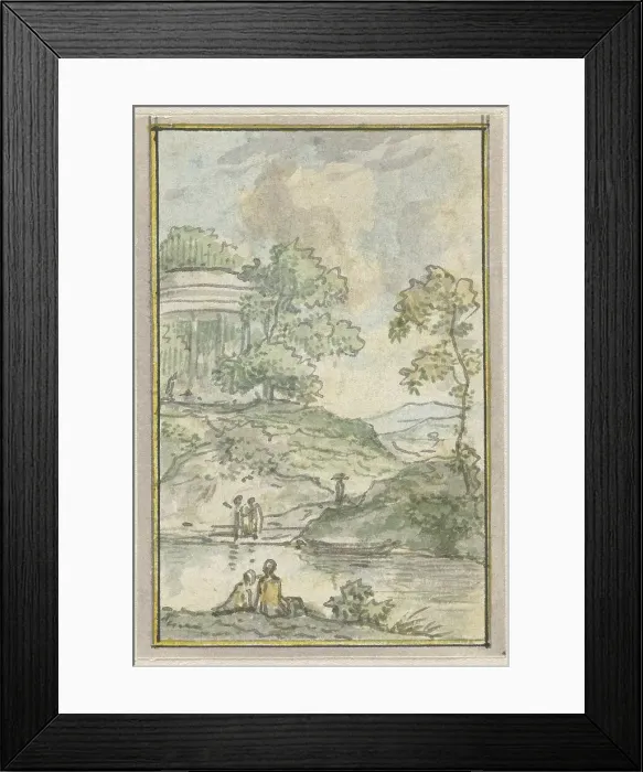 Framed Print : Landscape with round temple, 1752-1819. Creators: Juriaan Andriessen, Isaac de Moucheron Framed Print : Landscape with round temple, 1752-1819. Creators: Juriaan Andriessen, Isaac de Moucheron