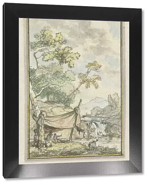 Landscape with waterfall, 1752-1819. Creators: Juriaan Andriessen, Isaac de Moucheron