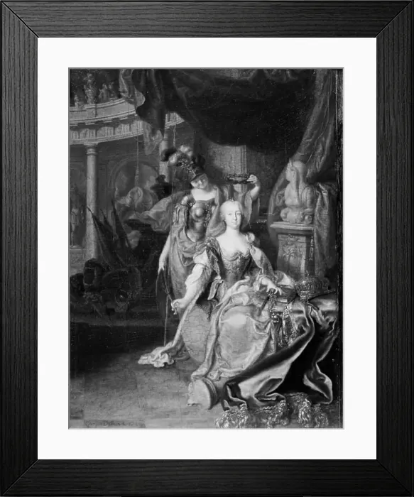 Framed Print : Empress Maria Theresa Garlanded by Wisdom, 1744. Creator: Johann Georg Dathan Framed Print : Empress Maria Theresa Garlanded by Wisdom, 1744. Creator: Johann Georg Dathan