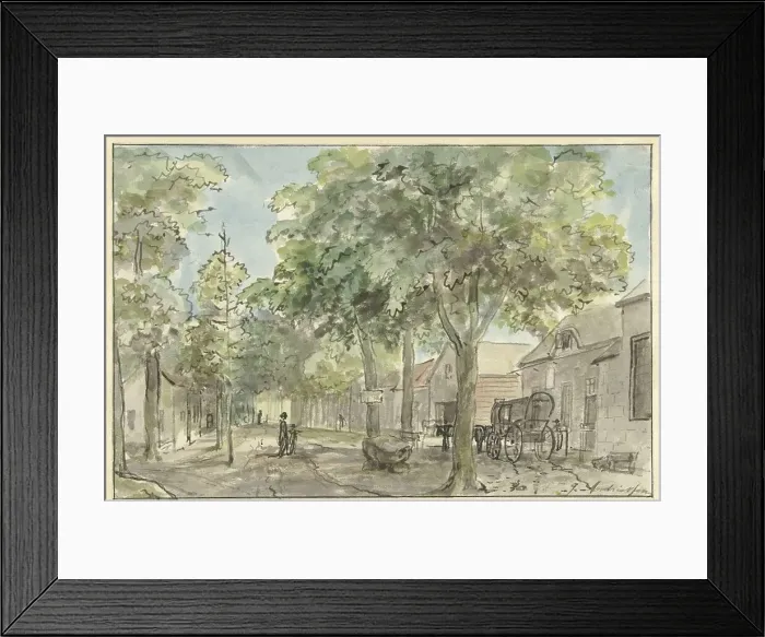 Framed Print : Village street in Lage Vuursche, 1800. Creator: Juriaan Andriessen Framed Print : Village street in Lage Vuursche, 1800. Creator: Juriaan Andriessen