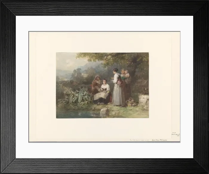 Framed Print : Group of Italian fisherwomen, 1835-1892. Creator: Karel Frans Philippeau Framed Print : Group of Italian fisherwomen, 1835-1892. Creator: Karel Frans Philippeau