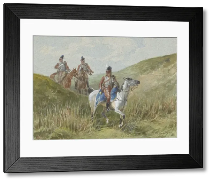 Framed Print : Three French Hussars, 1886. Creator: Karel Frederik Bombled Framed Print : Three French Hussars, 1886. Creator: Karel Frederik Bombled