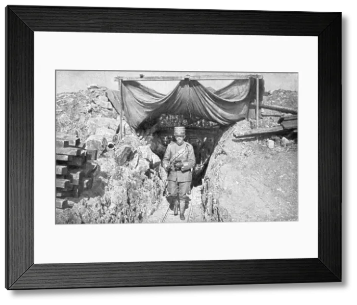 Framed Print : The King of Italy in France; The king leaving the observation post at Souville;...1917 Creator: Unknown Framed Print : The King of Italy in France; The king leaving the observation post at Souville;...1917 Creator: Unknown