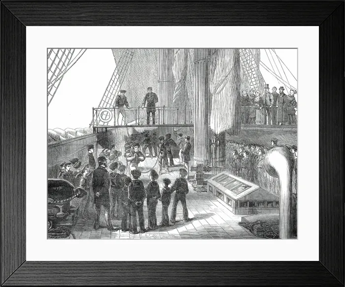 Framed Print : Visit of the Boys of the Clyde training-ship Cumberland to H.M.S. Aurora, 1876. Creator: Unknown Framed Print : Visit of the Boys of the Clyde training-ship Cumberland to H.M.S. Aurora, 1876. Creator: Unknown