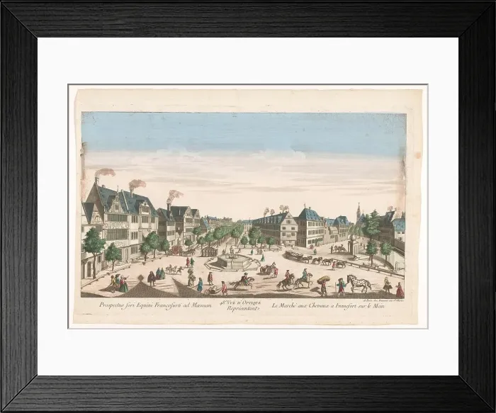 Framed Print : View of the Rossmarkt in Frankfurt am Main, 1745-1775. Creator: Anon Framed Print : View of the Rossmarkt in Frankfurt am Main, 1745-1775. Creator: Anon