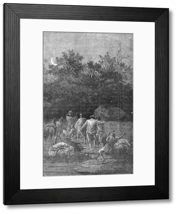 Framed Print : Fording the Bakhoy; Journey from the Senegal to the Niger, 1875. Creator: Unknown Framed Print : Fording the Bakhoy; Journey from the Senegal to the Niger, 1875. Creator: Unknown
