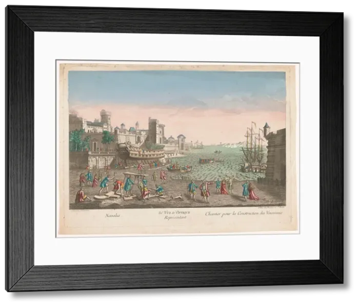 Framed Print : View of a shipyard, 1745-1775. Creator: A Fantonne Framed Print : View of a shipyard, 1745-1775. Creator: A Fantonne