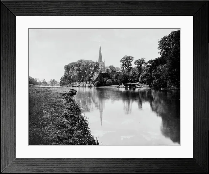 Framed Print : Trinity Church by river, Stratford-on-Avon, between 1900 and 1910. Creator: William H. Jackson Framed Print : Trinity Church by river, Stratford-on-Avon, between 1900 and 1910. Creator: William H. Jackson