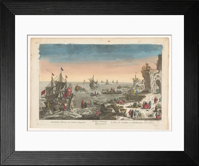 Framed Print : View of the harbour in Caudebec near the mouth of the Seine River, 1745-1775. Creator: Anon Framed Print : View of the harbour in Caudebec near the mouth of the Seine River, 1745-1775. Creator: Anon