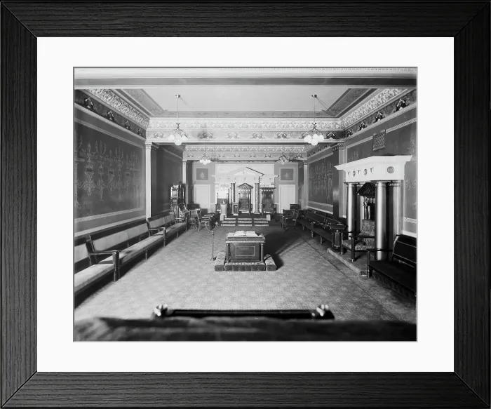 Framed Print : East Blue Lodge Room, Masonic Temple, Detroit, between 1900 and 1910. Creator: William H. Jackson Framed Print : East Blue Lodge Room, Masonic Temple, Detroit, between 1900 and 1910. Creator: William H. Jackson