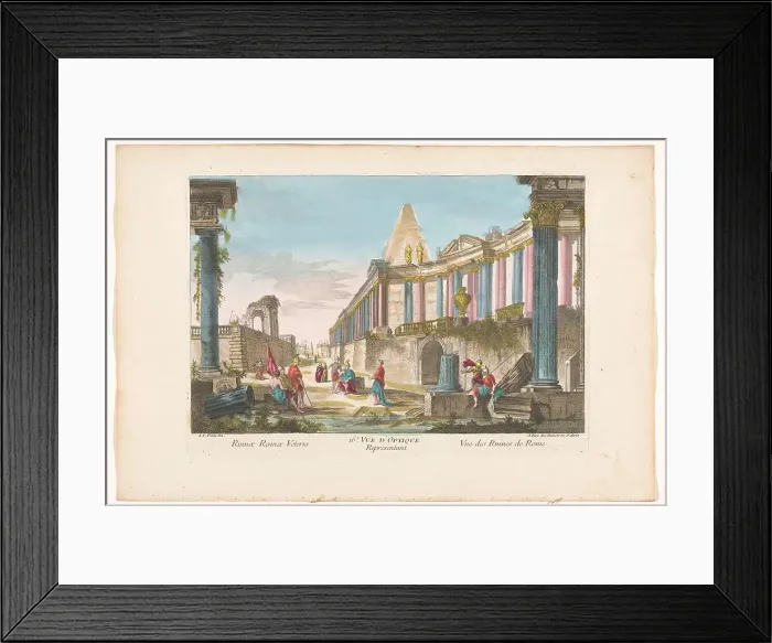 Framed Print : View of the ruins of a colonnade in Rome, 1745-1775. Creator: Anon Framed Print : View of the ruins of a colonnade in Rome, 1745-1775. Creator: Anon